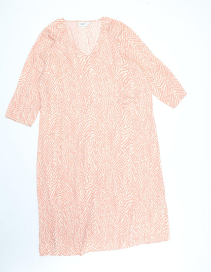 Sant Tropez Womens Pink Geometric Viscose Sheath Size L V-Neck Pullover