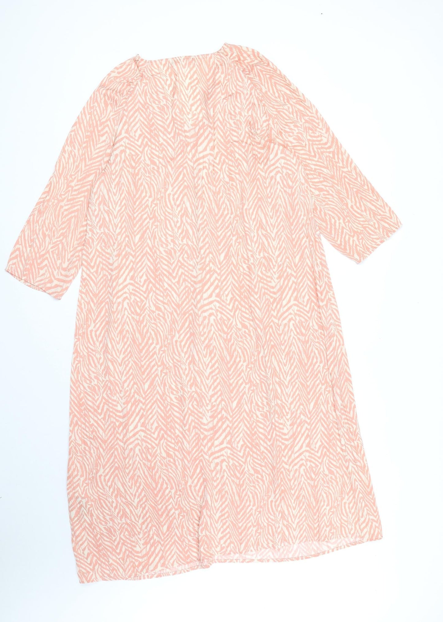 Sant Tropez Womens Pink Geometric Viscose Sheath Size L V-Neck Pullover