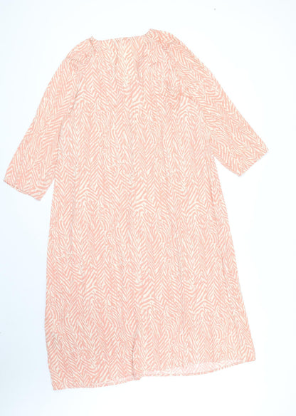 Sant Tropez Womens Pink Geometric Viscose Sheath Size L V-Neck Pullover