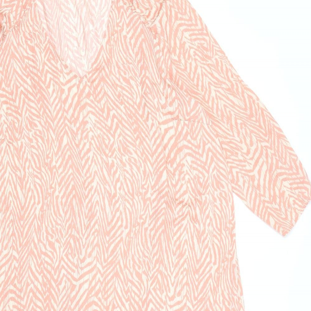 Sant Tropez Womens Pink Geometric Viscose Sheath Size L V-Neck Pullover