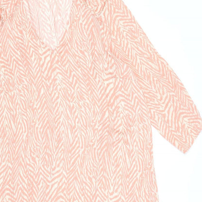 Sant Tropez Womens Pink Geometric Viscose Sheath Size L V-Neck Pullover