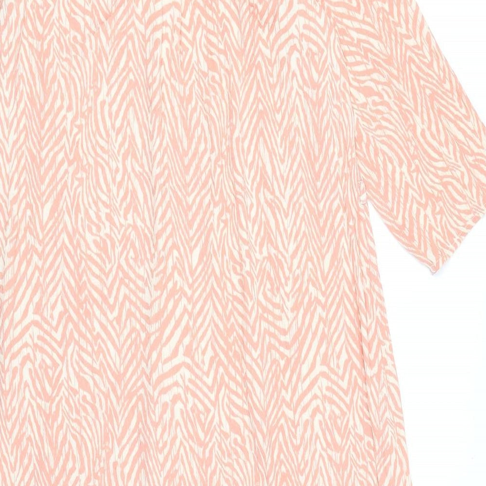 Sant Tropez Womens Pink Geometric Viscose Sheath Size L V-Neck Pullover