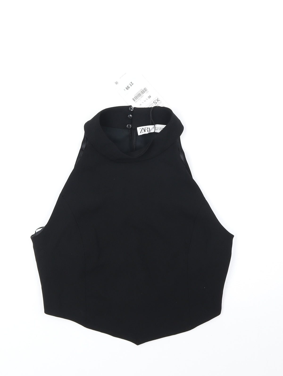 Womens UK Size XS Zara Black Cropped Tank