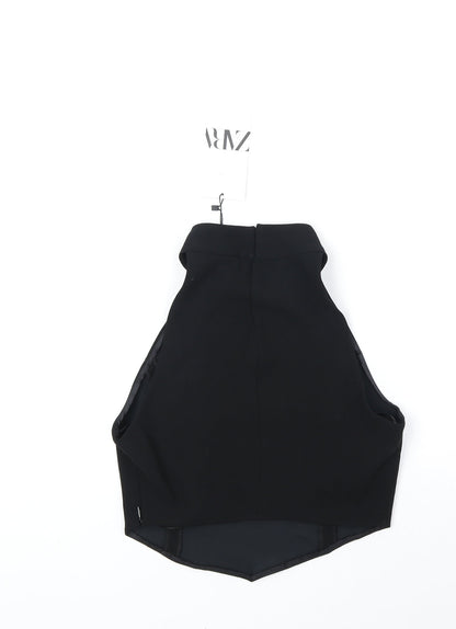 Womens UK Size XS Zara Black Cropped Tank
