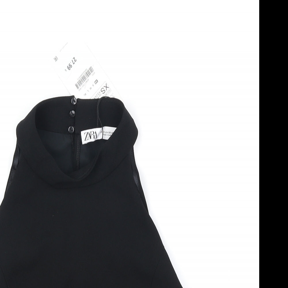 Womens UK Size XS Zara Black Cropped Tank
