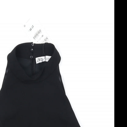 Womens UK Size XS Zara Black Cropped Tank