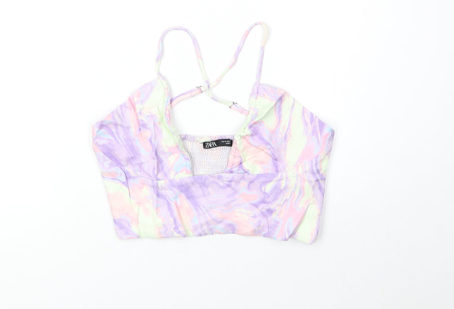 Womens UK Size S Zara Multicoloured Cropped Tank