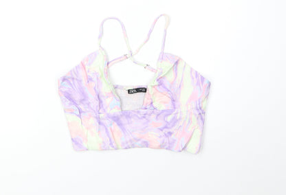 Womens UK Size S Zara Multicoloured Cropped Tank