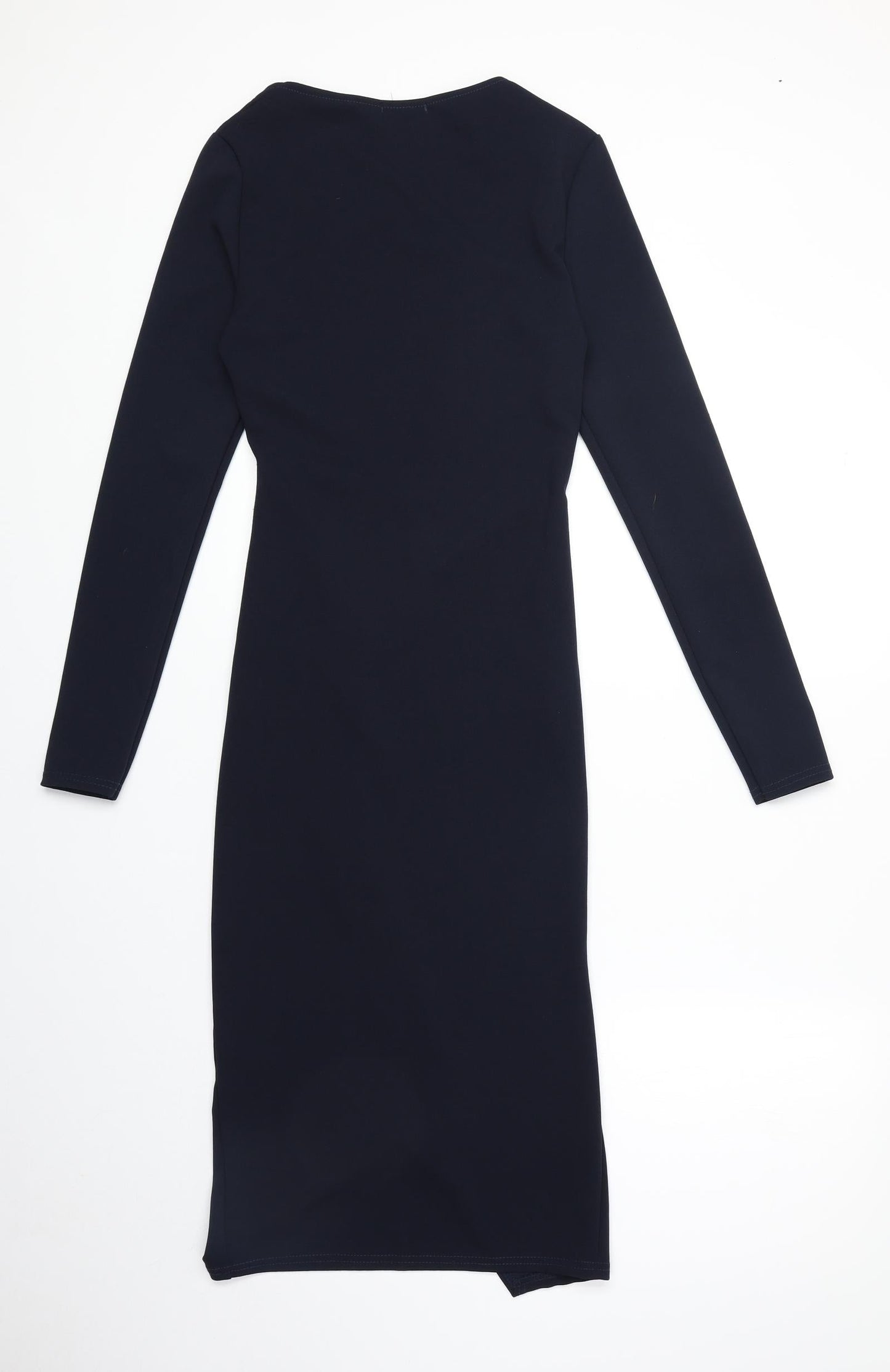 PRETTYLITTLETHING Womens Blue Polyester Sheath Size 8 Square Neck Pullover