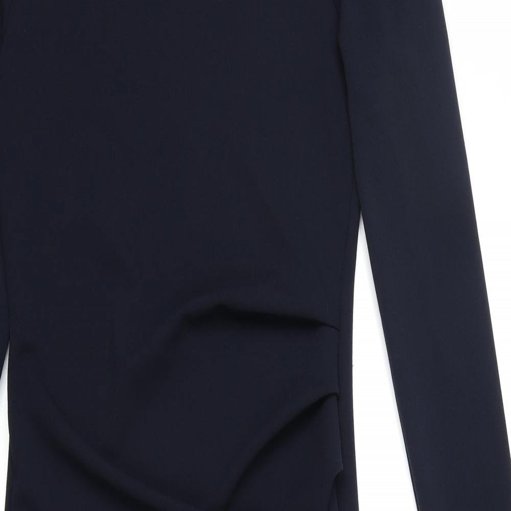 PRETTYLITTLETHING Womens Blue Polyester Sheath Size 8 Square Neck Pullover