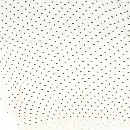 Primark Womens Ivory Scoop Neck Polka Dot 100% Cotton Cardigan Jumper Size 10