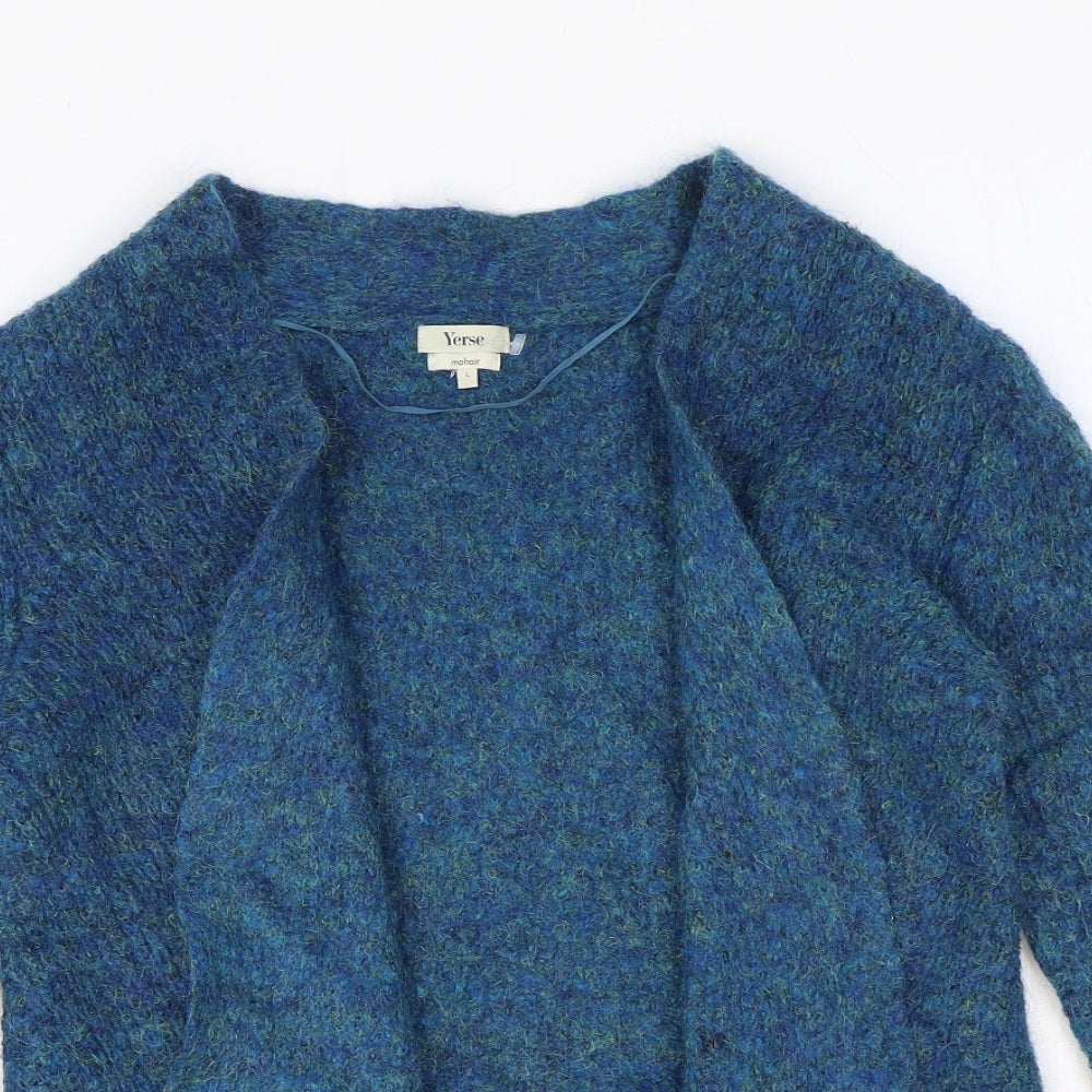 YERSE Womens Blue V-Neck Polyamide Cardigan Jumper Size L