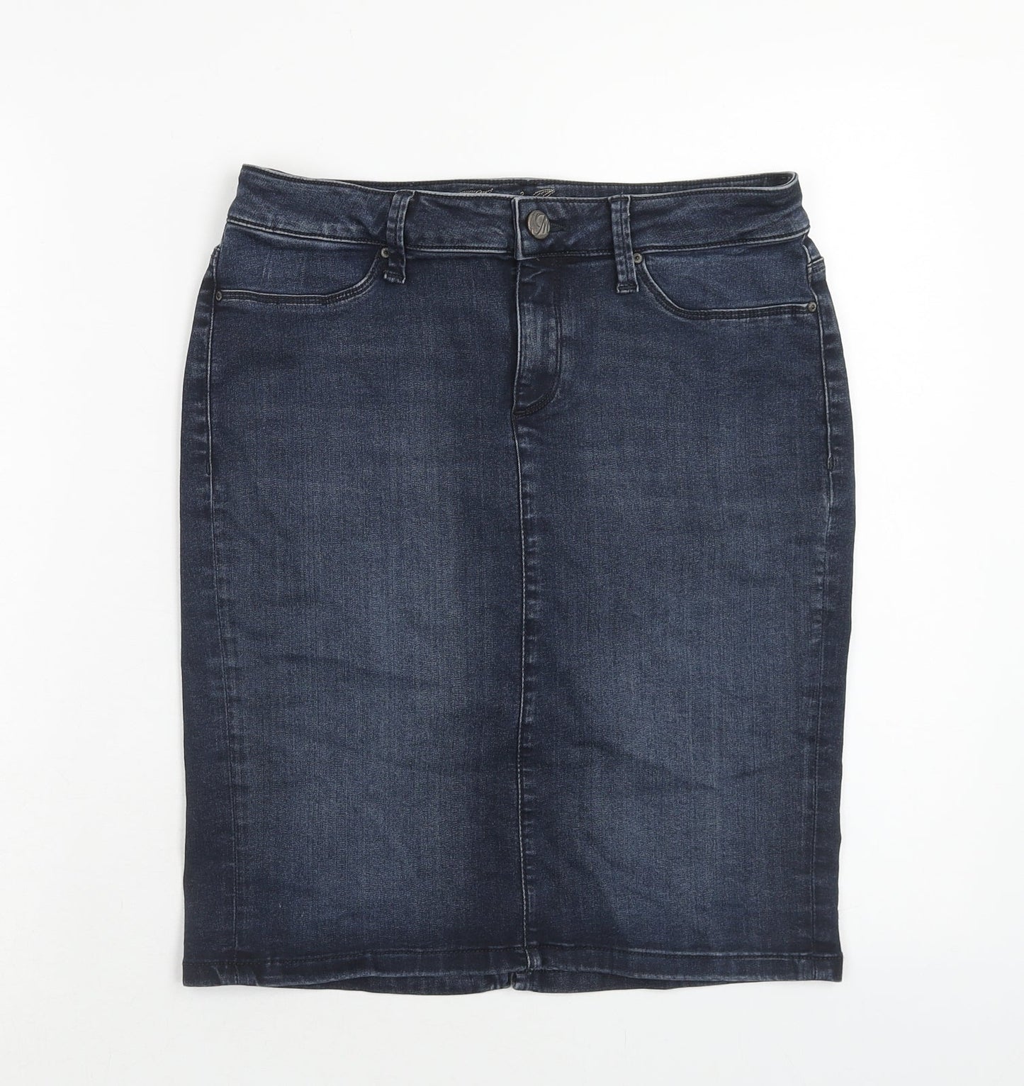 Mavi Womens Blue Cotton Straight & Pencil Skirt Size 28 in Zip