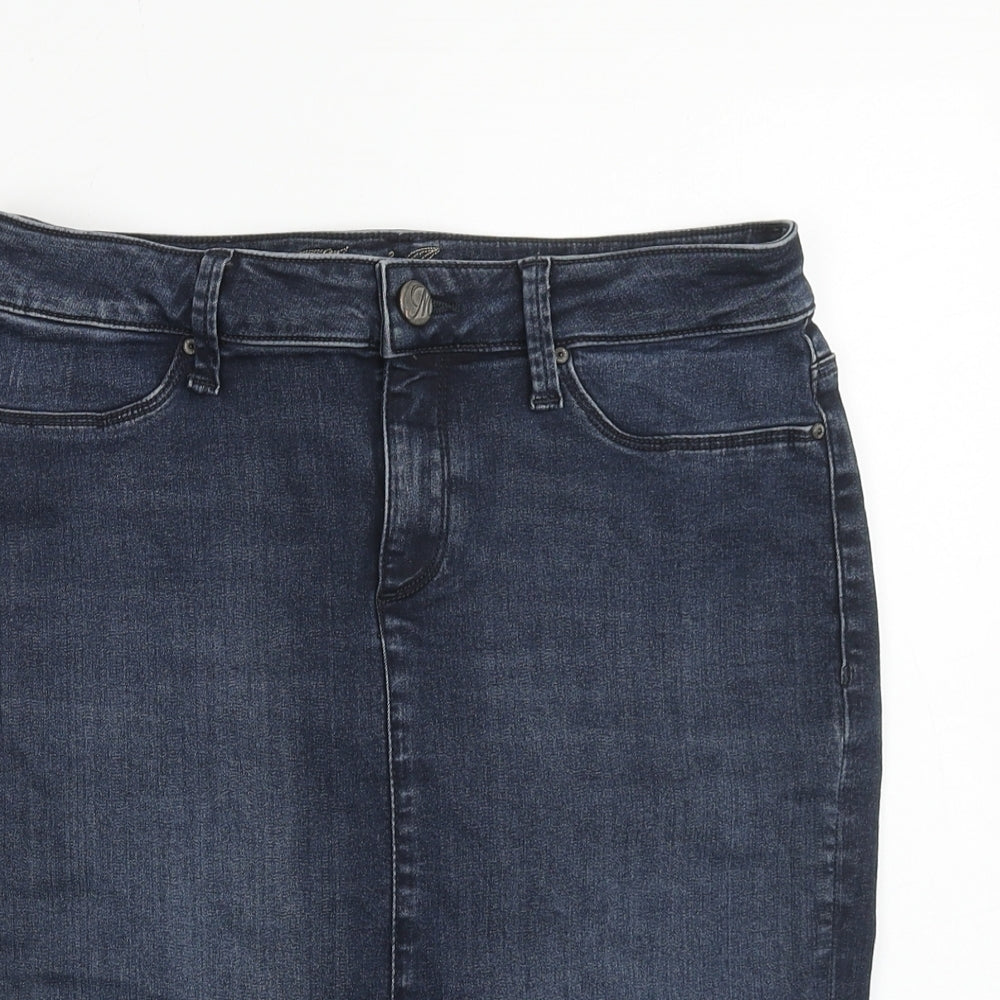 Mavi Womens Blue Cotton Straight & Pencil Skirt Size 28 in Zip