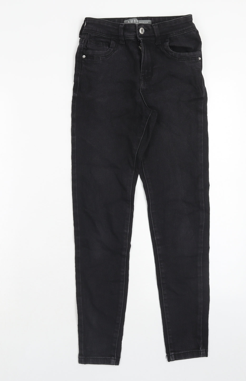 Denim & Co. Womens Black Cotton Straight Jeans Size 4 Regular Zip