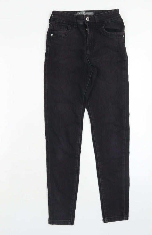 Denim & Co. Womens Black Cotton Straight Jeans Size 4 Regular Zip