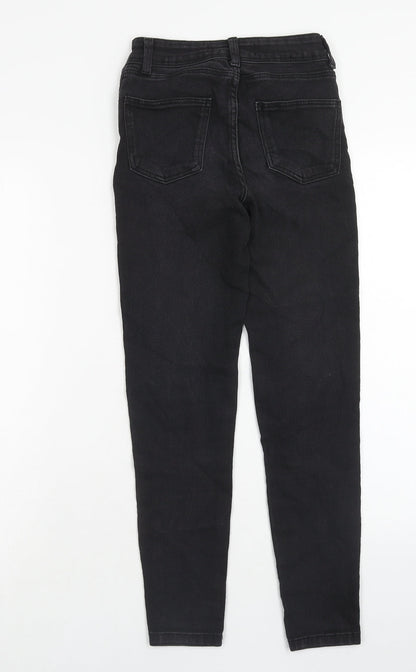 Denim & Co. Womens Black Cotton Straight Jeans Size 4 Regular Zip