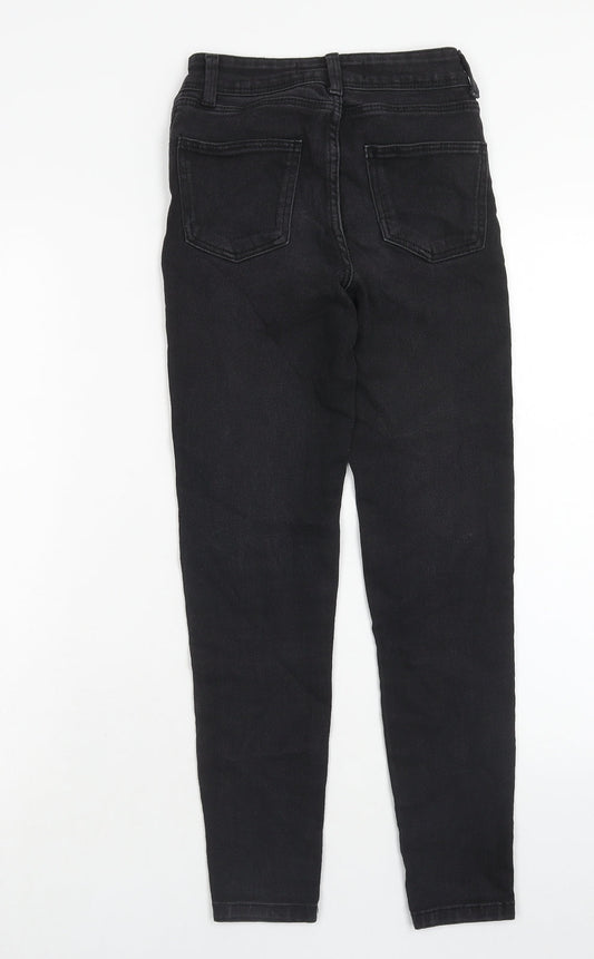 Denim & Co. Womens Black Cotton Straight Jeans Size 4 Regular Zip