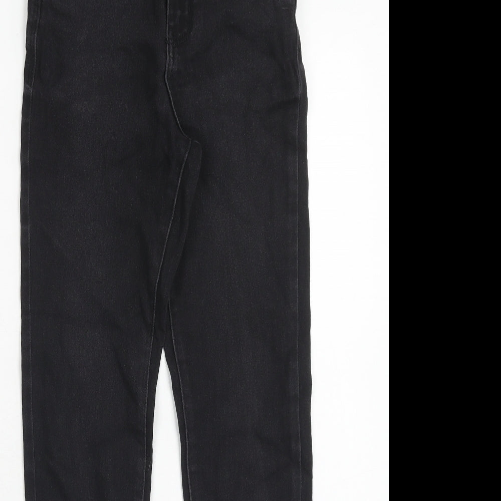 Denim & Co. Womens Black Cotton Straight Jeans Size 4 Regular Zip
