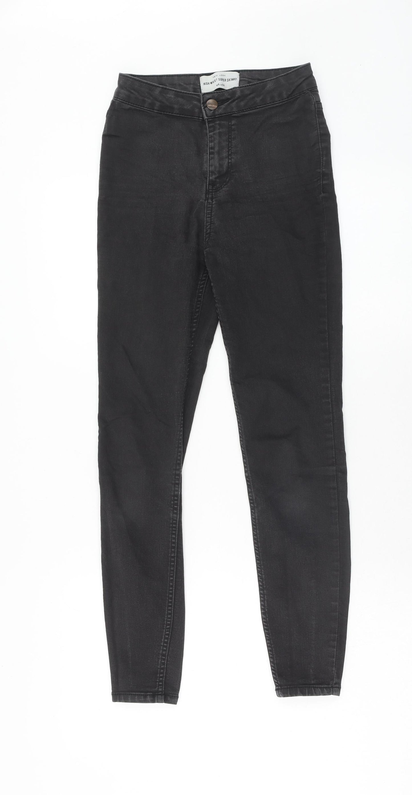 New Look Womens Black Cotton Skinny Jeans Size 6 Regular Zip