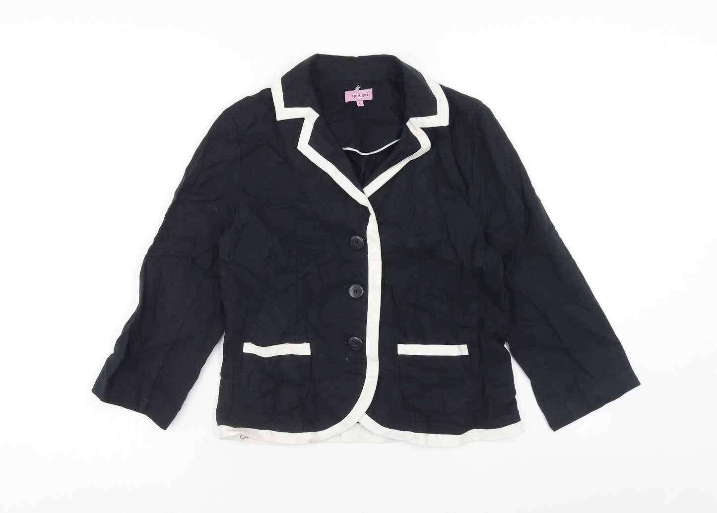 Epilogue Womens Blue Striped Jacket Blazer Size 10 Button