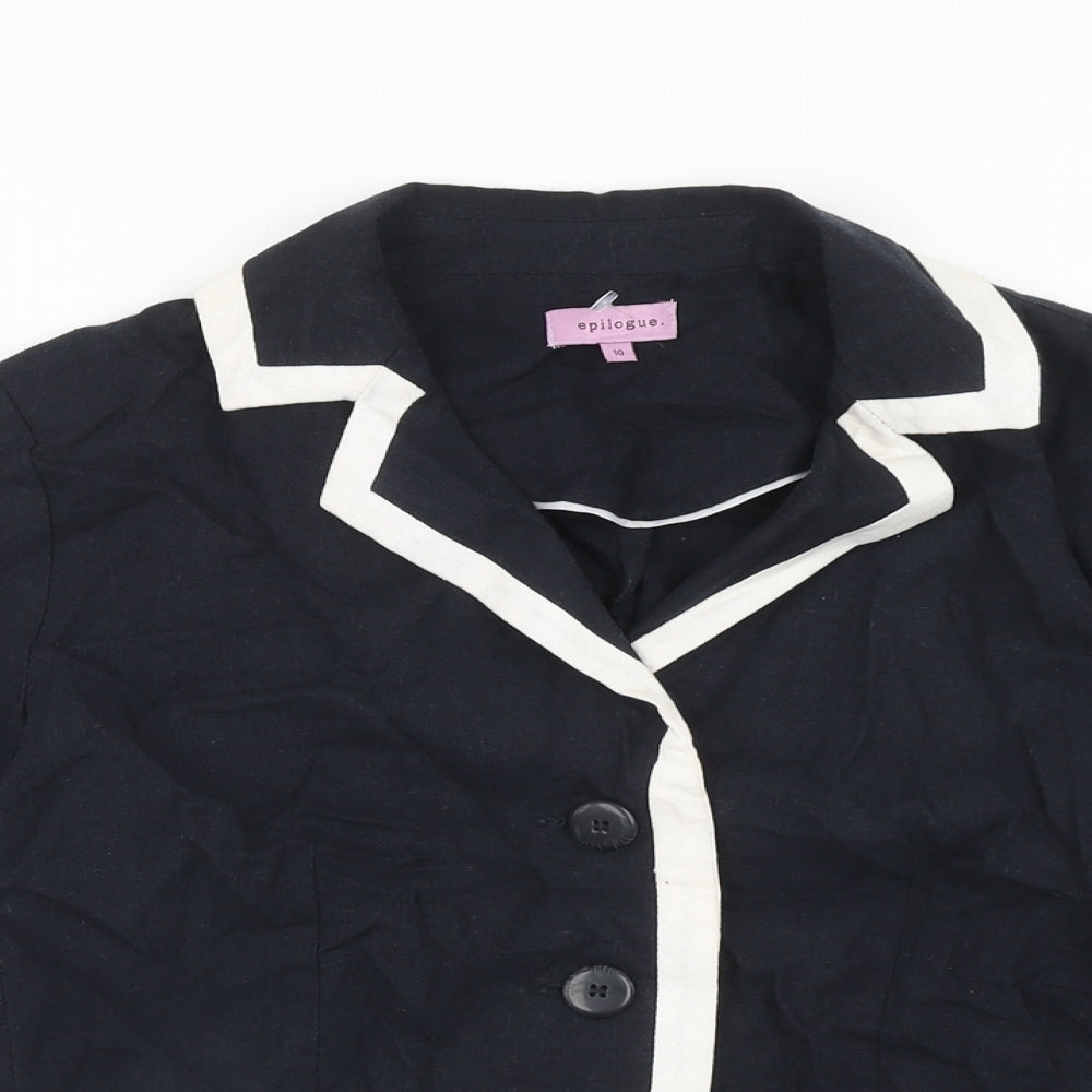 Epilogue Womens Blue Striped Jacket Blazer Size 10 Button