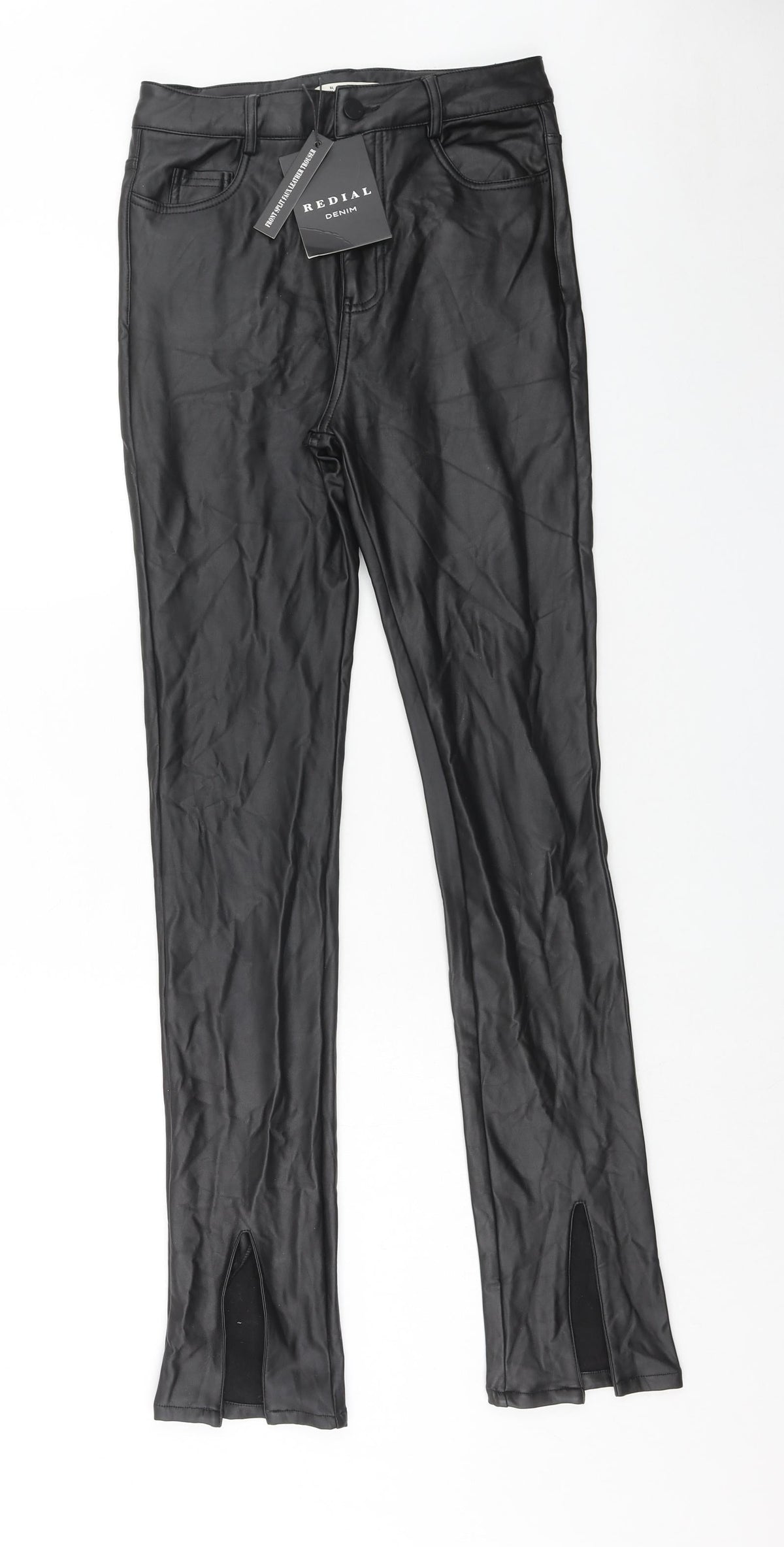 Redial Womens Black Polyester Trousers Size 10 Regular Zip