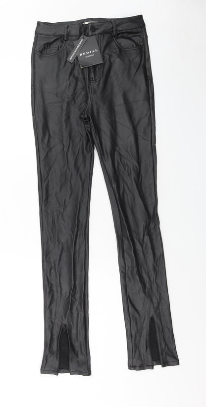 Redial Womens Black Polyester Trousers Size 10 Regular Zip
