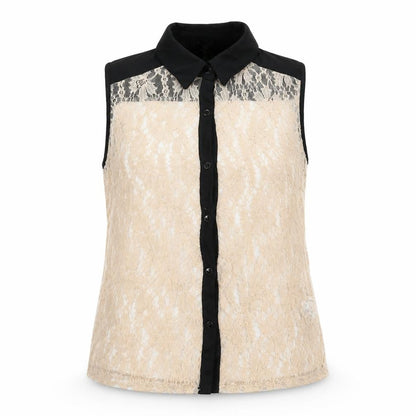 Atmosphere Womens Beige Floral Nylon Basic Button-Up Size 14 Collared