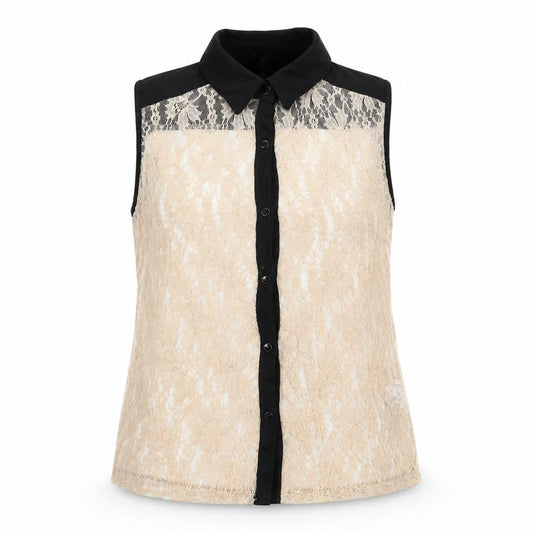 Atmosphere Womens Beige Floral Nylon Basic Button-Up Size 14 Collared
