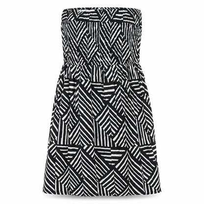 John Lewis Womens Black Geometric Viscose Mini Size L Off the Shoulder Pullover