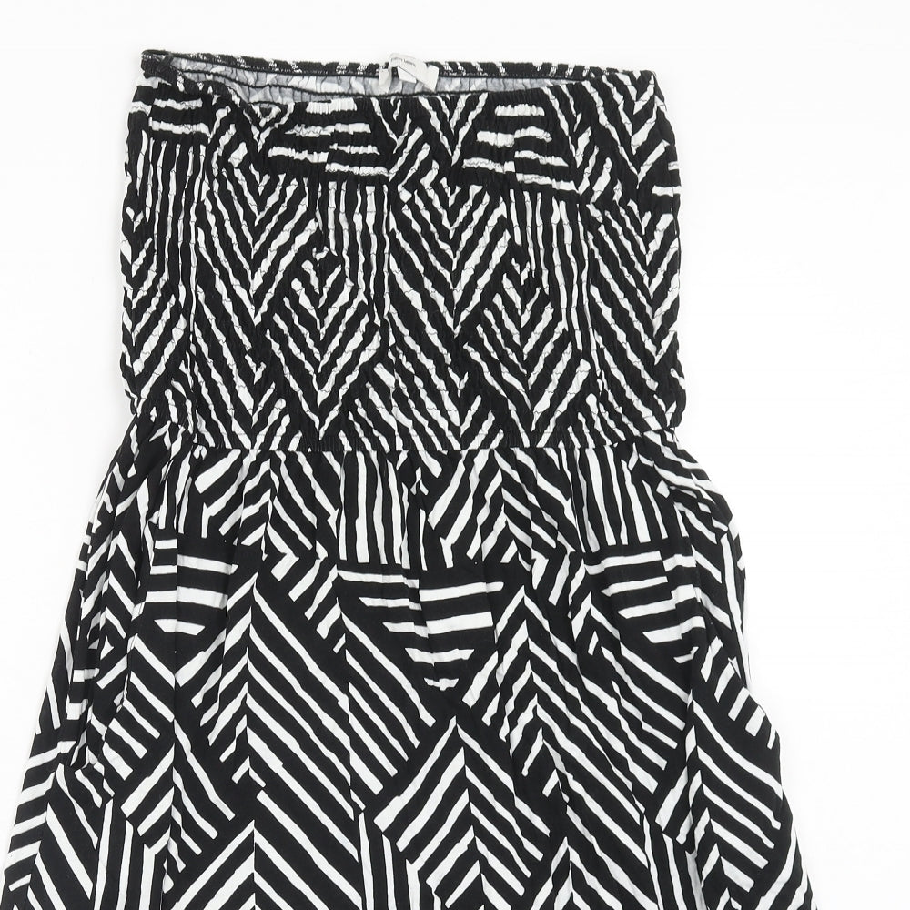 John Lewis Womens Black Geometric Viscose Mini Size L Off the Shoulder Pullover