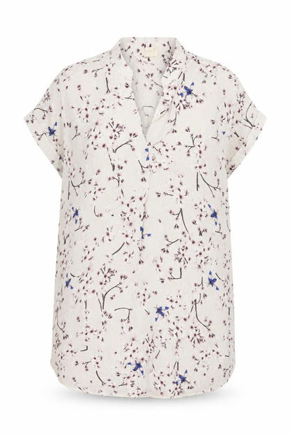 H&M Womens Beige Floral Viscose Shift Size 8 V-Neck Pullover