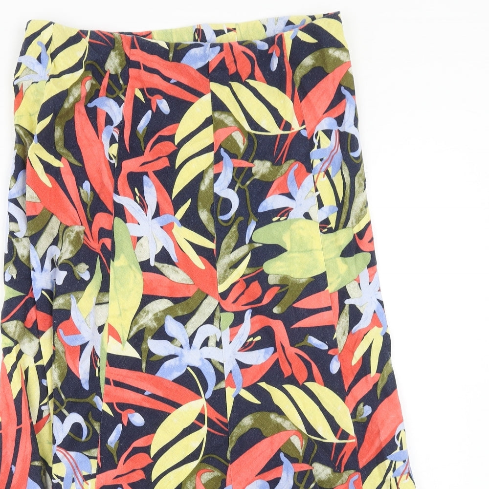 ble Womens Multicoloured Floral Cotton Swing Skirt Size 12