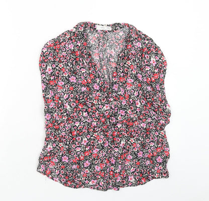 Mango Womens Pink Floral Viscose Basic Tank Size XS V-Neck