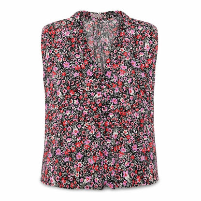 Mango Womens Pink Floral Viscose Basic Tank Size XS V-Neck
