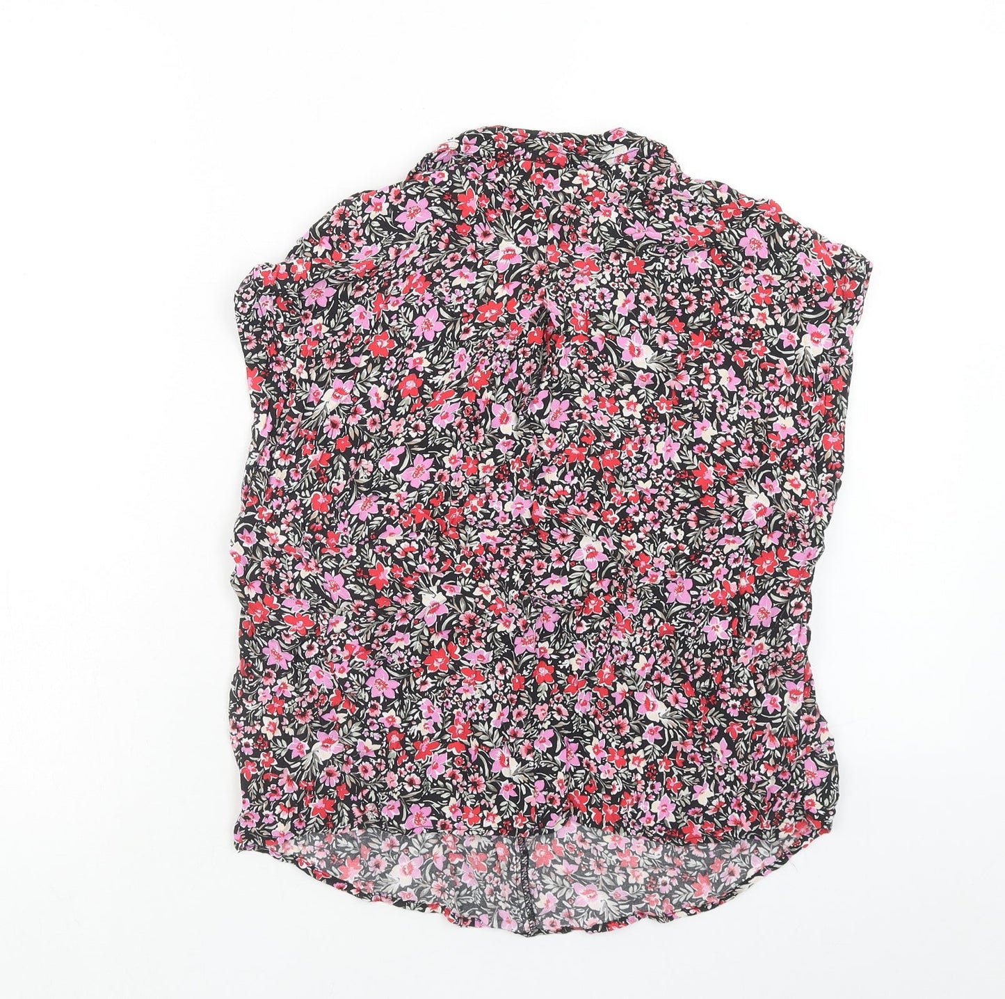 Mango Womens Pink Floral Viscose Basic Tank Size XS V-Neck