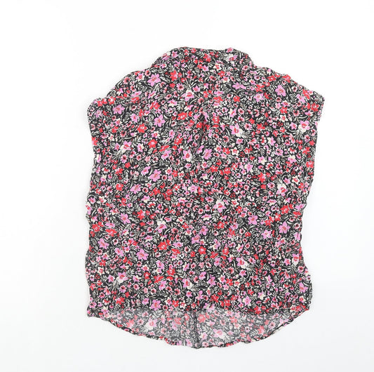 Mango Womens Pink Floral Viscose Basic Tank Size XS V-Neck