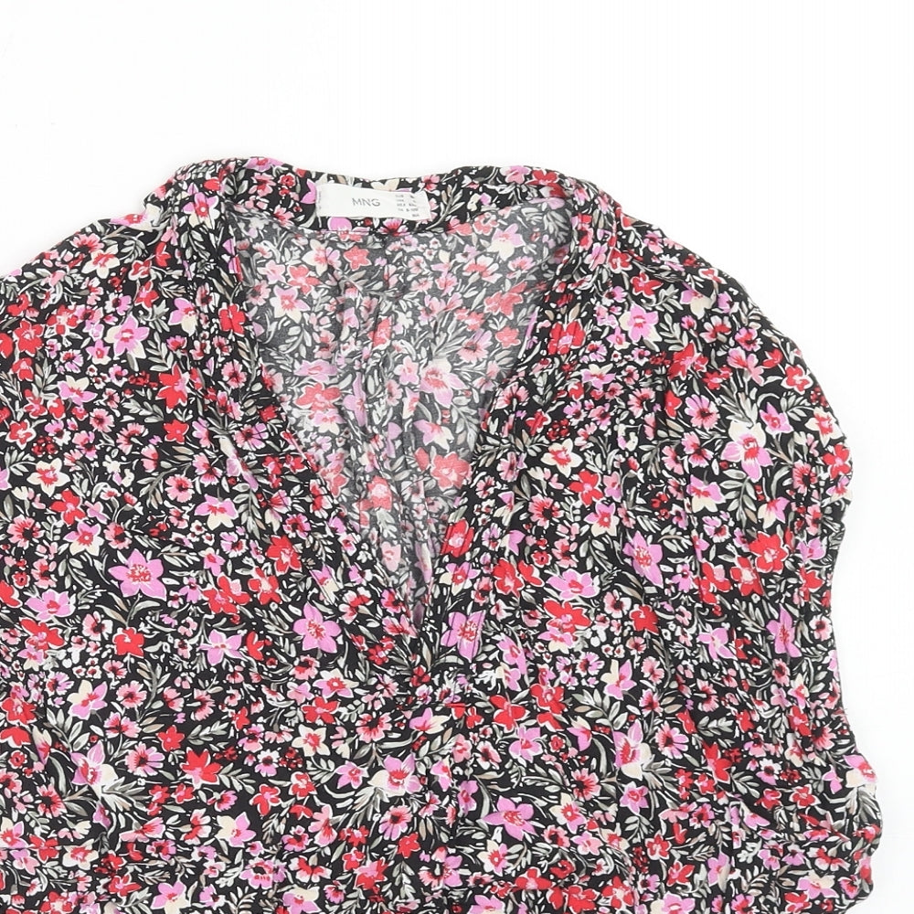 Mango Womens Pink Floral Viscose Basic Tank Size XS V-Neck