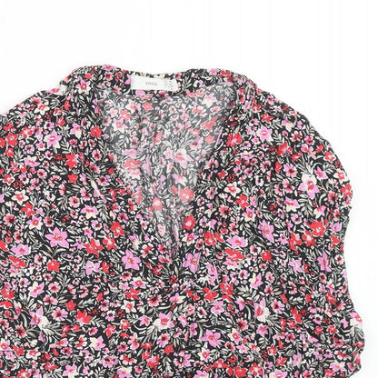 Mango Womens Pink Floral Viscose Basic Tank Size XS V-Neck