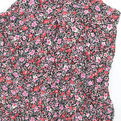 Mango Womens Pink Floral Viscose Basic Tank Size XS V-Neck