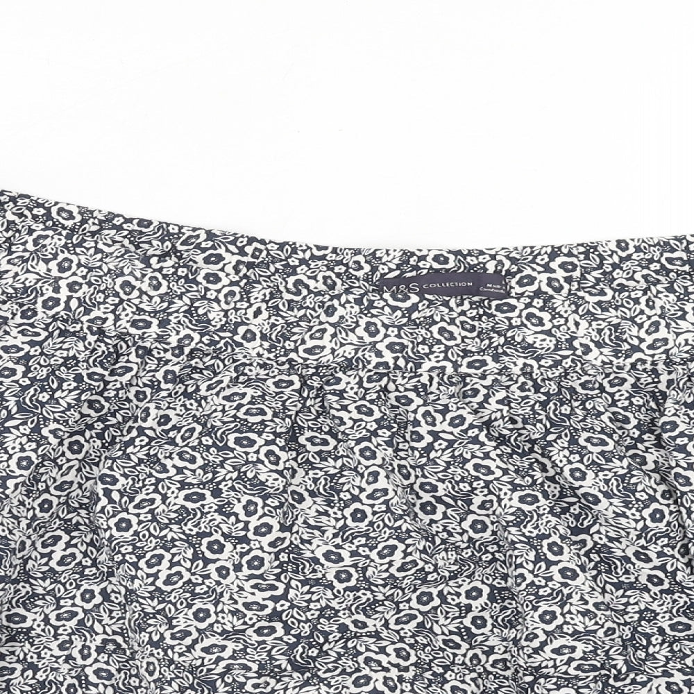 Marks and Spencer Womens Blue Floral Cotton Skater Skirt Size 20