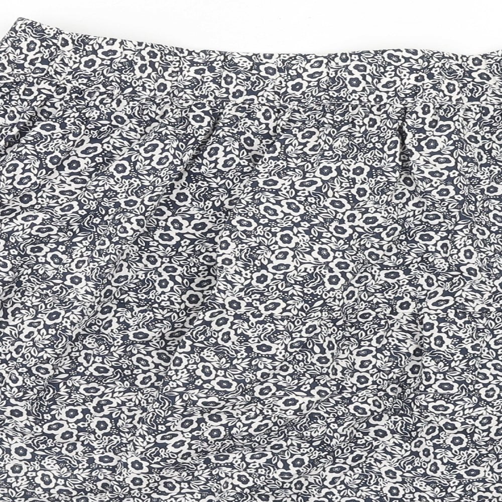 Marks and Spencer Womens Blue Floral Cotton Skater Skirt Size 20