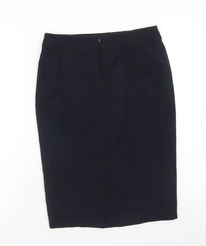 Marks and Spencer Womens Blue Polyester Straight & Pencil Skirt Size 8 Zip