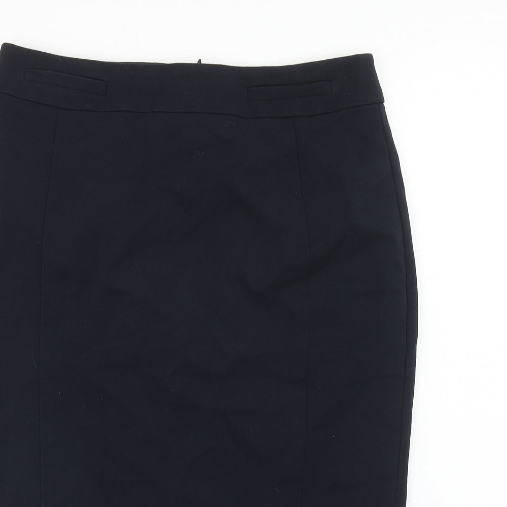 Marks and Spencer Womens Blue Polyester Straight & Pencil Skirt Size 8 Zip