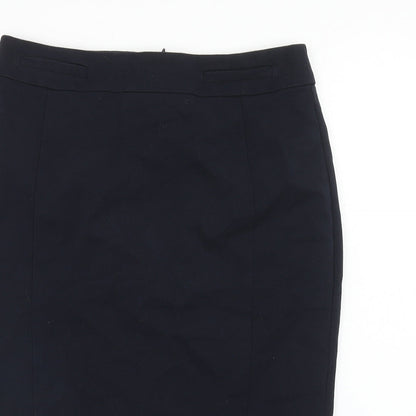 Marks and Spencer Womens Blue Polyester Straight & Pencil Skirt Size 8 Zip