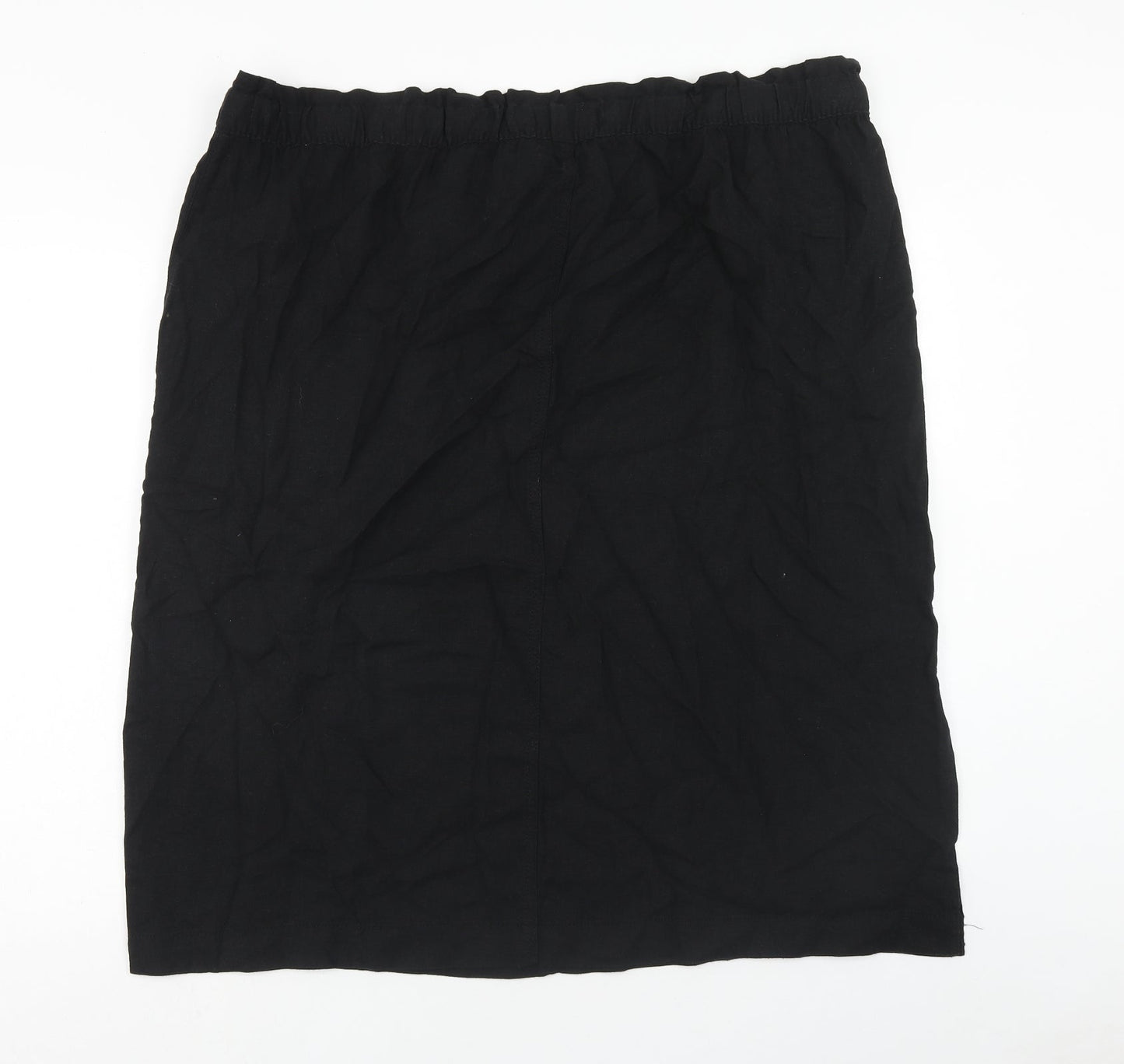 Marks and Spencer Womens Black Linen Straight & Pencil Skirt Size 24 Drawstring