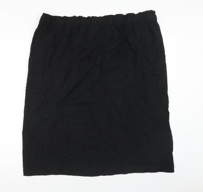 Marks and Spencer Womens Black Linen Straight & Pencil Skirt Size 24 Drawstring