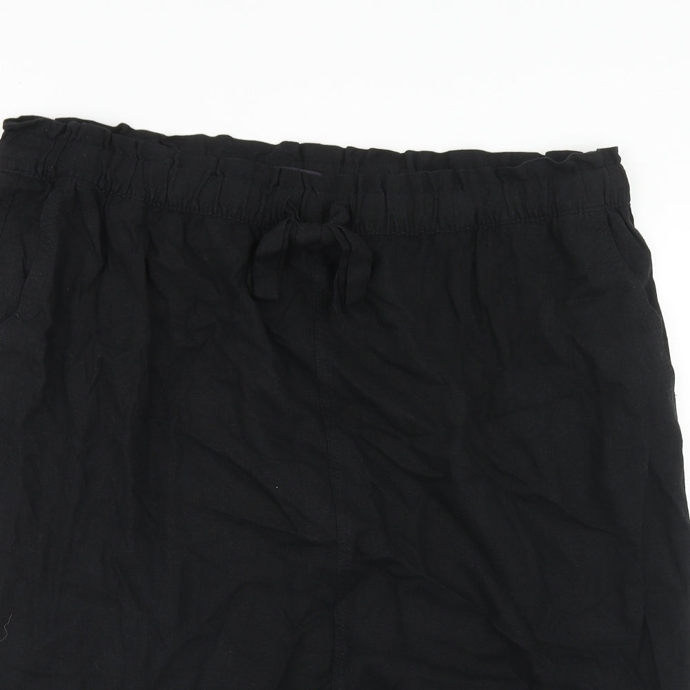 Marks and Spencer Womens Black Linen Straight & Pencil Skirt Size 24 Drawstring