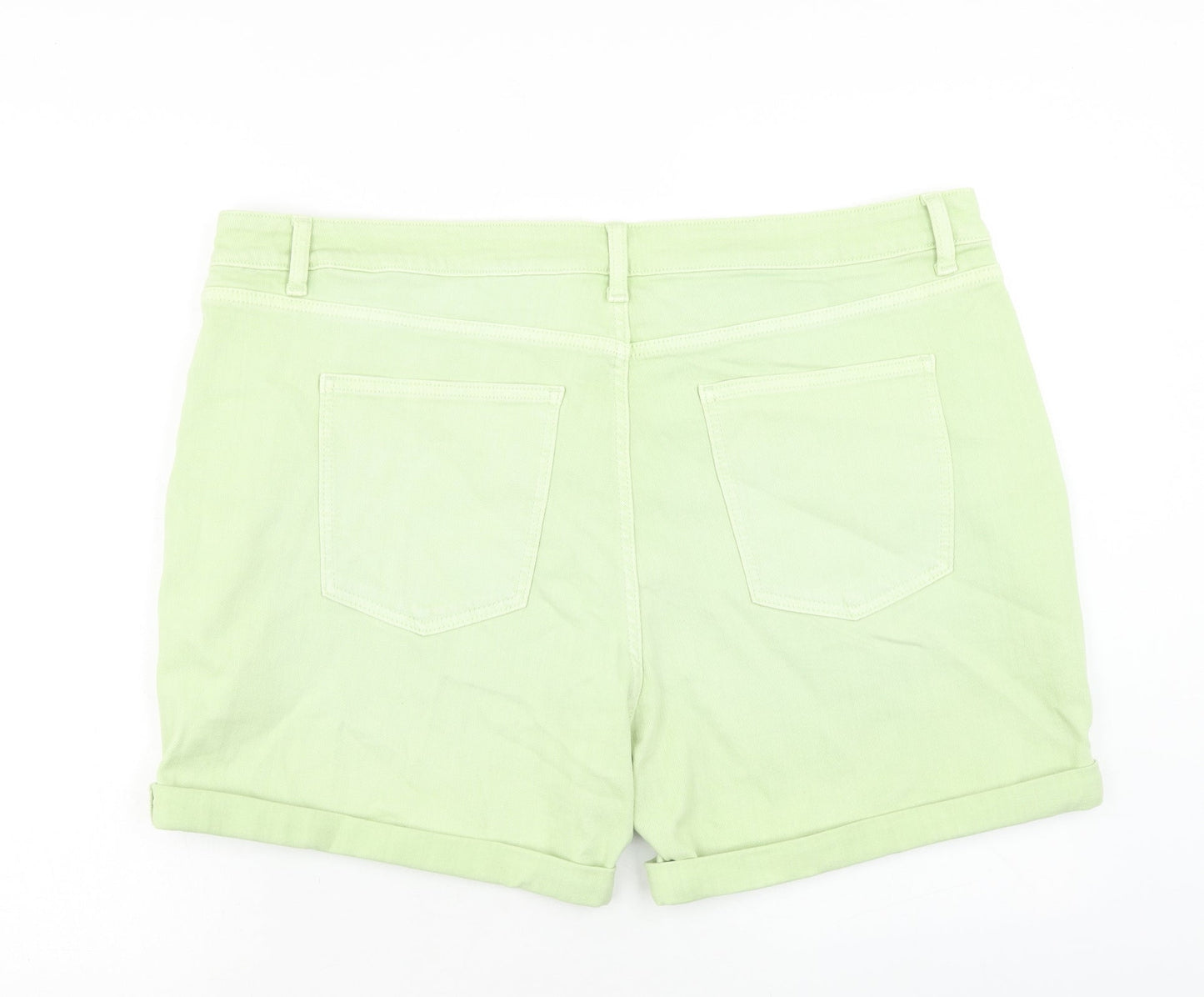 Marks and Spencer Womens Green Cotton Boyfriend Shorts Size 22 Regular Zip